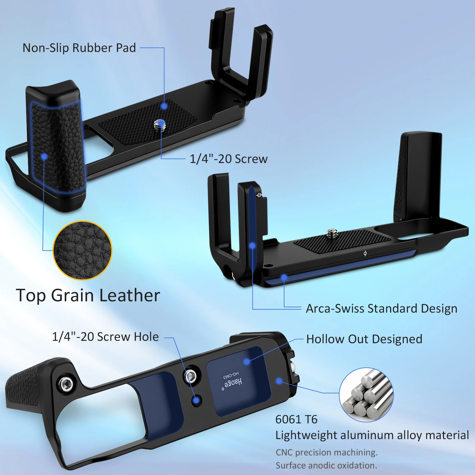 Haoge HG-OM3 حامل كاميرات مراقبة عالي الجودة قبضة اليد ل OM نظام OM-3 كاميرا صالح Arca Swiss Kirk RRS Benro لوحة الإفراج السريع