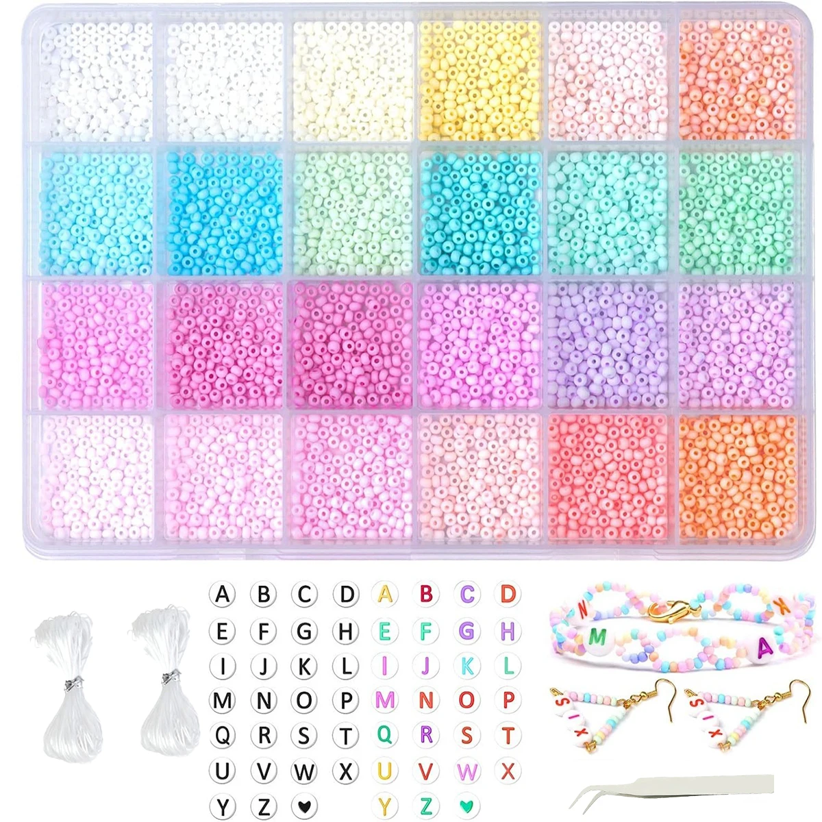 

New Simple Macaron Color 5760+Pcs Seed Beads & Letter Beads DIY Jewelry Making Accessories Kit