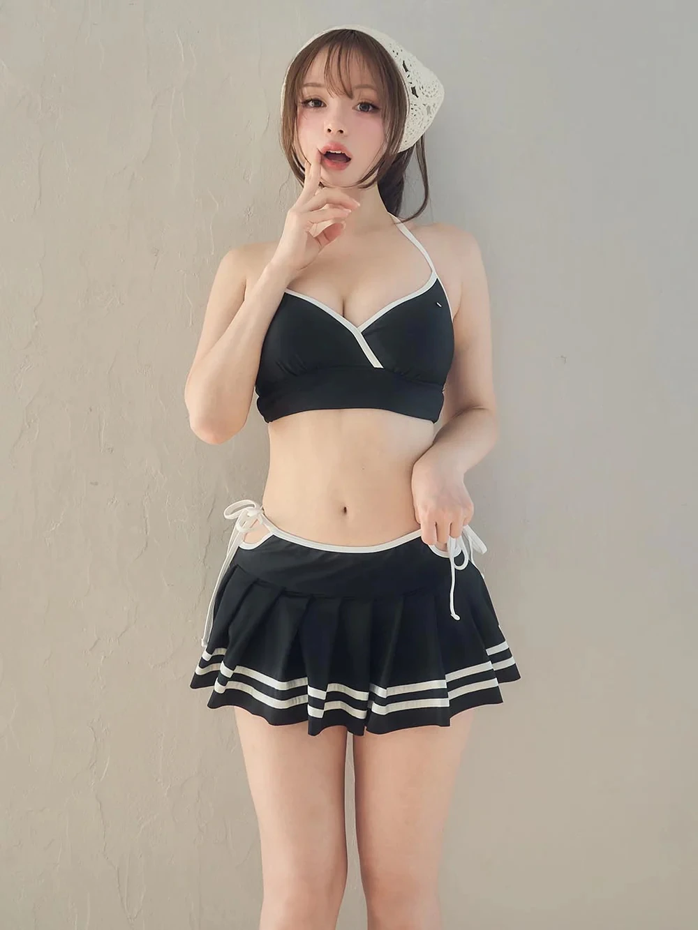 Summer Limited Swimsuit Women's Bikini Sexy Split Seaside Vacation Swimsuit Swimwear Women 2025 New Black Split Swimsuit