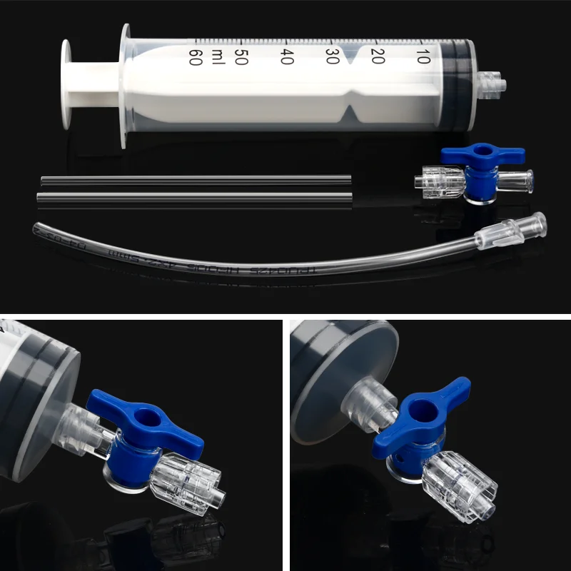 Bike Tubeless Tire Liquid Injection Tool 60ML Syringe MTB Road Bicycle Tire Fluid Injection Tool Presta Valve Core Removal Tool