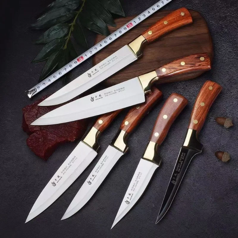 Handmade Forged Kitchen Knives Set Stainless Steel Chef Knife Kitchen Boning Peeling Cleaver Chopping Knife Gift Case