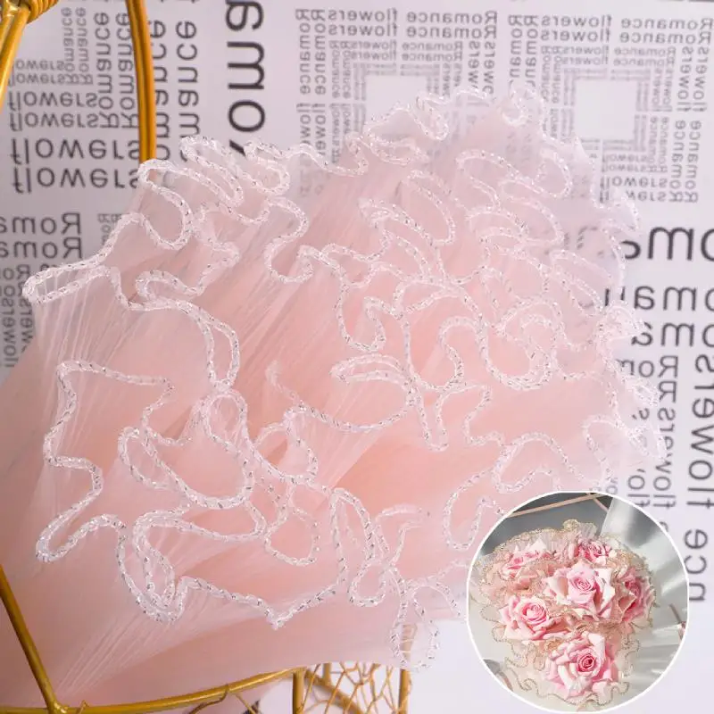 28cmx380cm Flower Wrapping Paper Pearl Wave Yarn Lace Mesh Florist Bouquet Party Valentine Gift Packaging Material Supplies