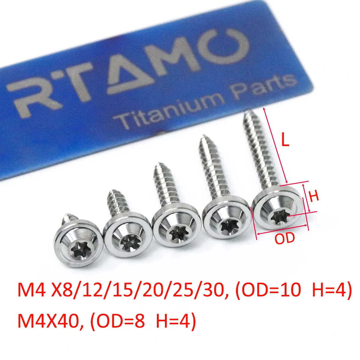 RTAMO M4X8/12/15/20/25/30/40 Titanium Self-tapping Bolts Screw for Yamaha Xmax 300 Vespa Sprint 150 Forza 350 （1PC)