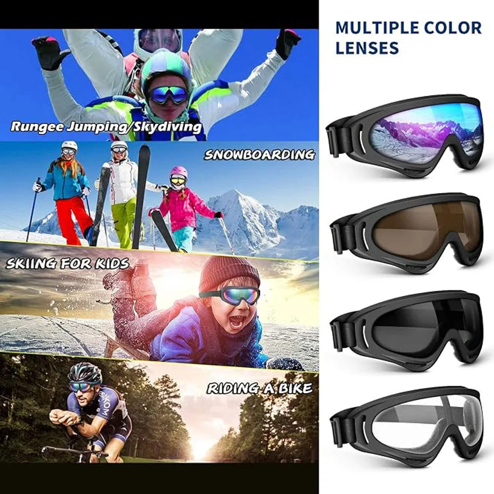Goggles Skydiving Skateboarding Skiing Dirt Bike Goggles Windproof Dust-proof Anti-Fog UV Protection Eye Goggle