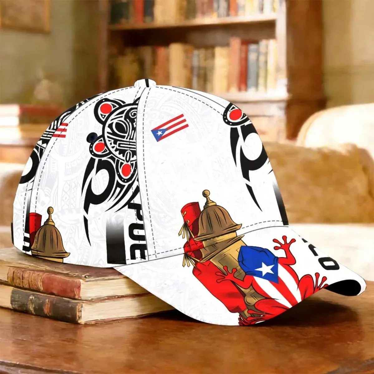Customization Hats 1pc Puerto Rico Flag Baseball Cap With Iconic PR Lettering & Emblem - Retro Latin, Adjustable Snapback, Light