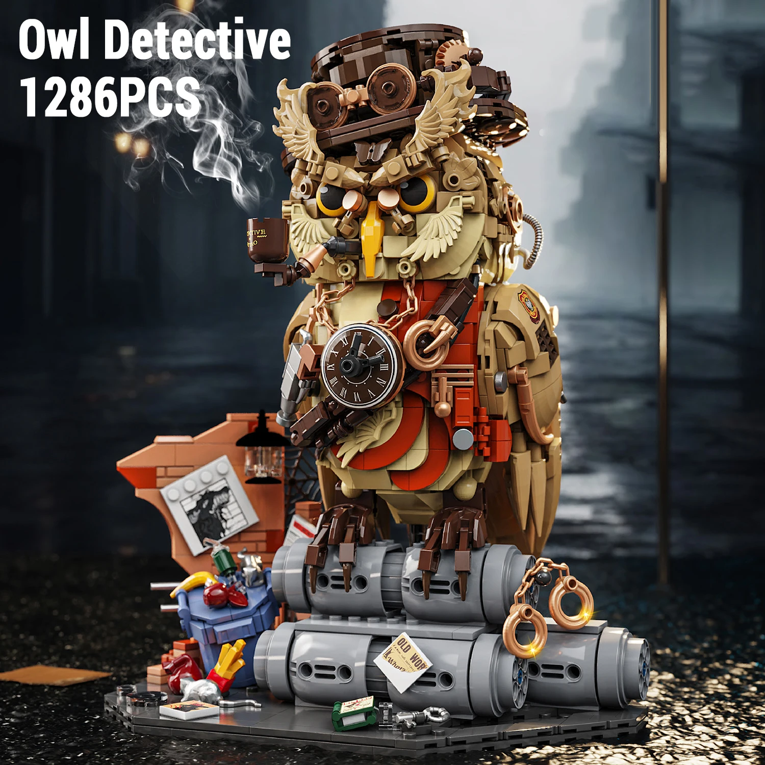 

1286 шт., детективные строительные блоки совы, игрушки в сборе, мелкие частицы, кирпичи, модель, креативные украшения для дня рождения, рождественские подарки