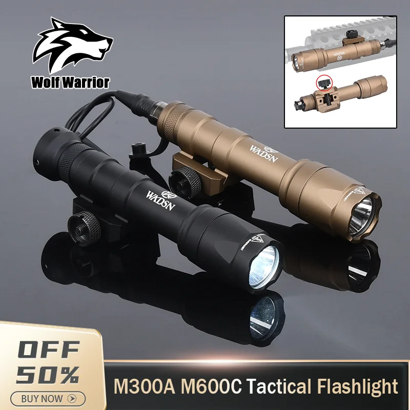 

Tactic M300 M600C Flashlight Surefir LED Rifle Airsoft Scout Weapon Light 300lm Fit Hunting 20mm Rail Arme Lanterna