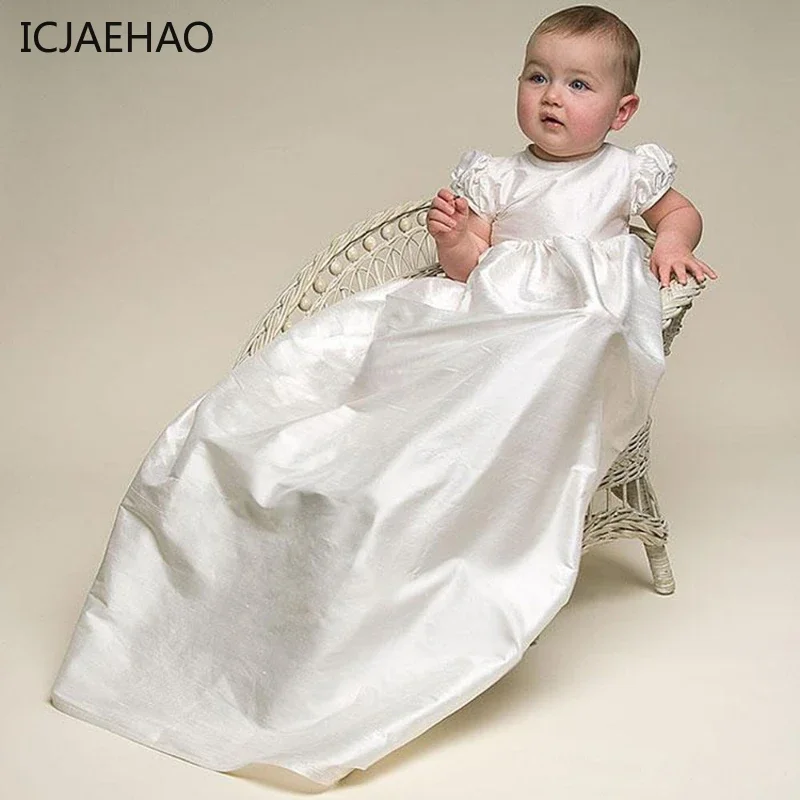 ICJAEHAO 2024 Infant Toddler Clothes 1st Year Birthday Party Wedding Vintage Embroidery Baby Girl Baptism Dress Christening Gown