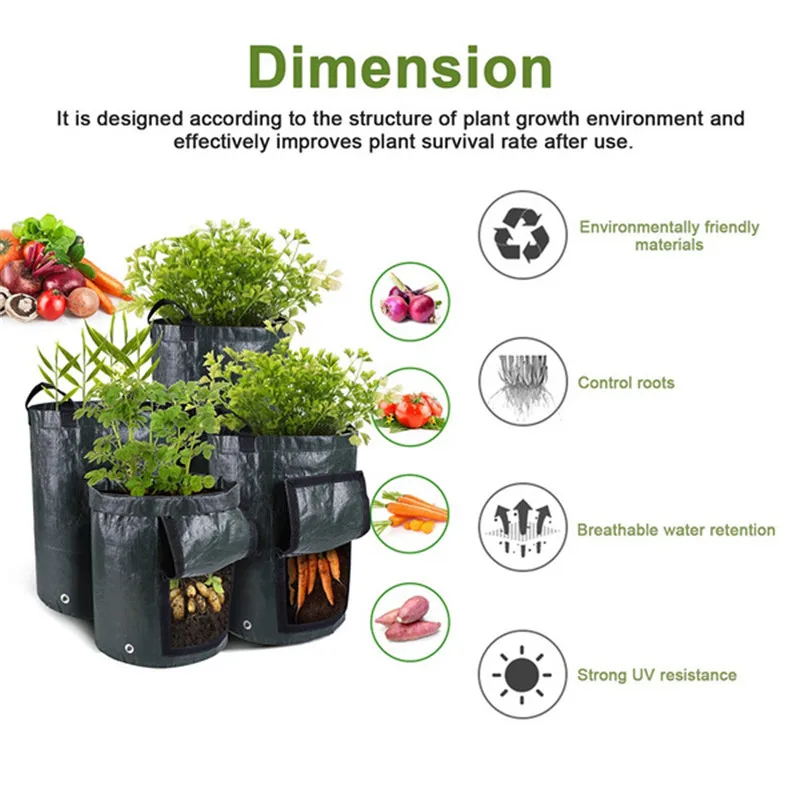 Potato Cultivation Planting Woven Fabric Bags Garden Pots Planters Vegetable Planting Bags Grow Bag Farm Home Garden Tool