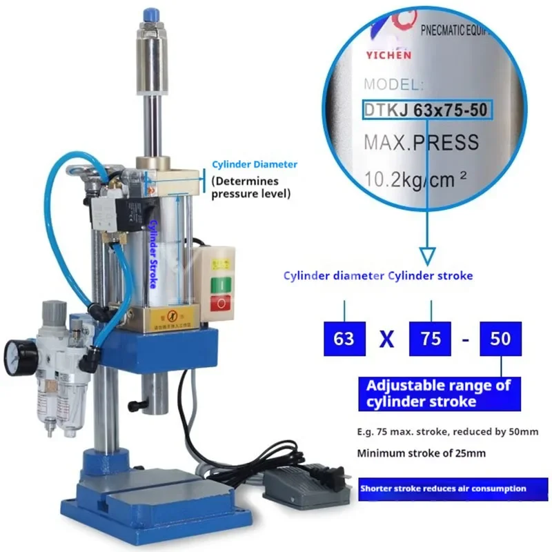 

Pneumatic Punching Machine Hand Press Machine Pneumatic Puncher With Contoller And Daul Buttons 200KG