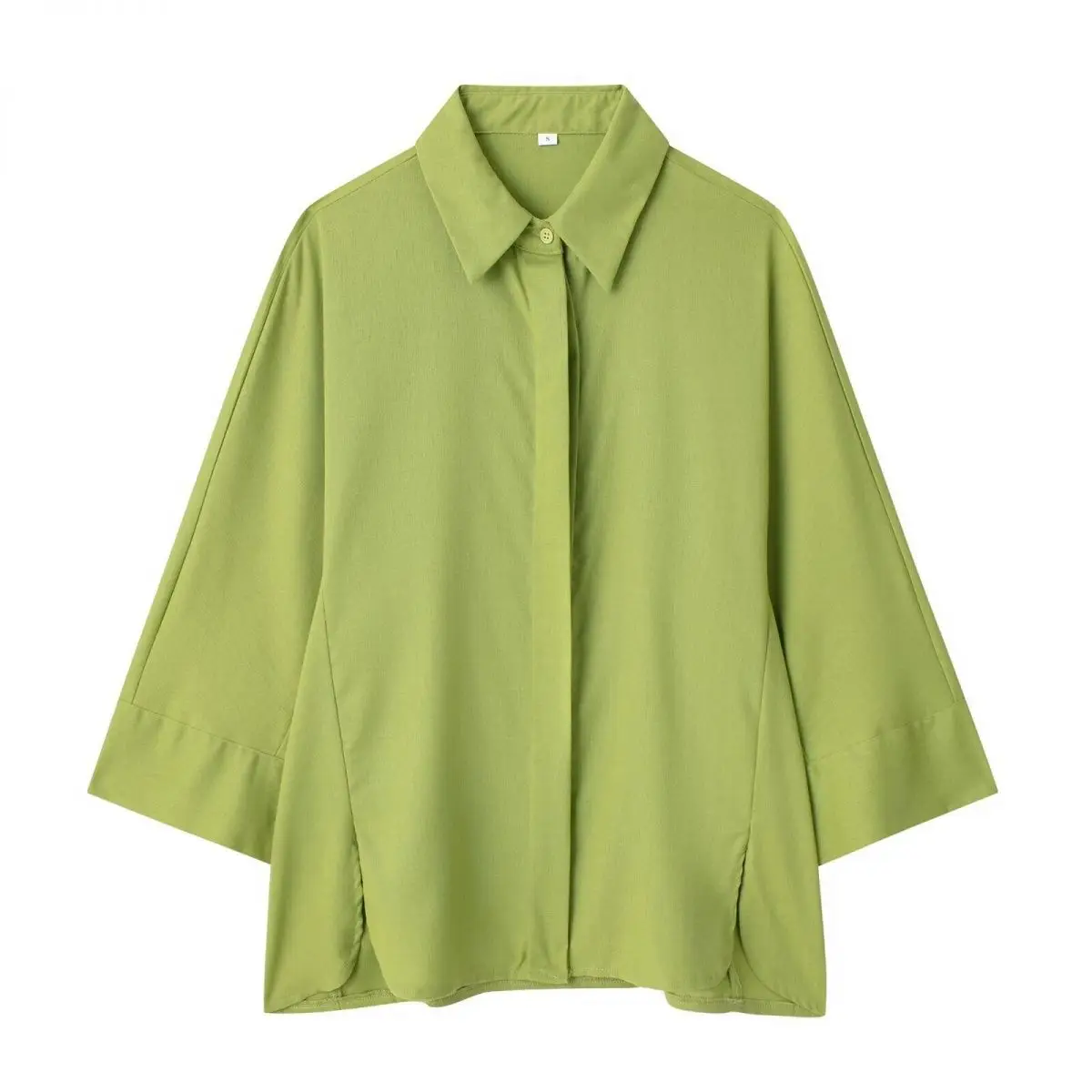 

Women's Two Piece Set Solid Color Loose Single-Breasted Shirt Elastic Waist Pocket Folds Decorate Wide Leg Pants 2 Piece Sets