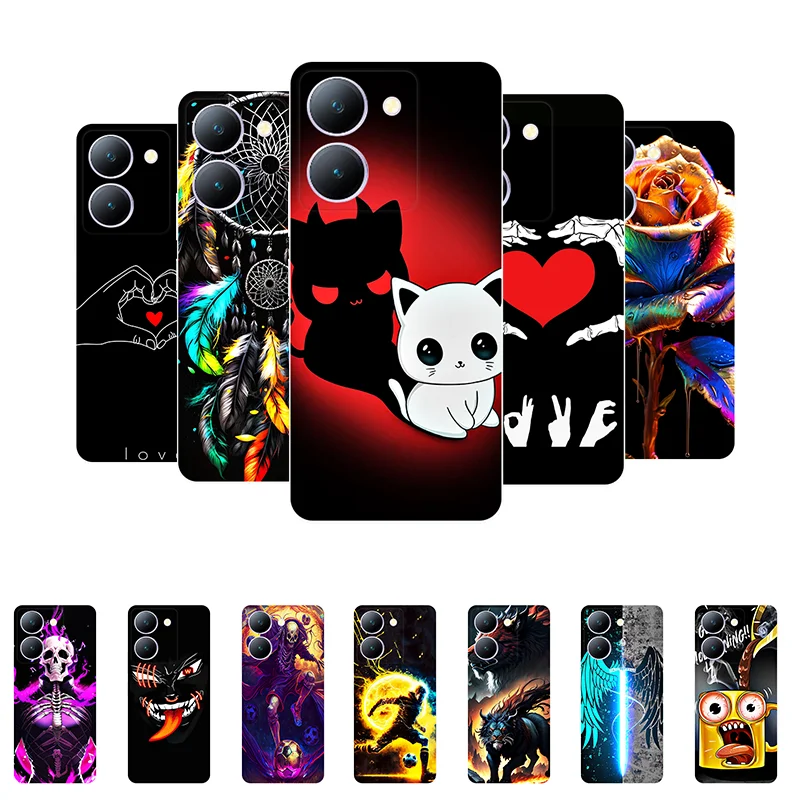 For Vivo Y27 5G Case Y 27 Funny Cute Silicone Soft Back Case for Vivo Y27 5G V2302 Cover VivoY27 5G Shockproof Bumper