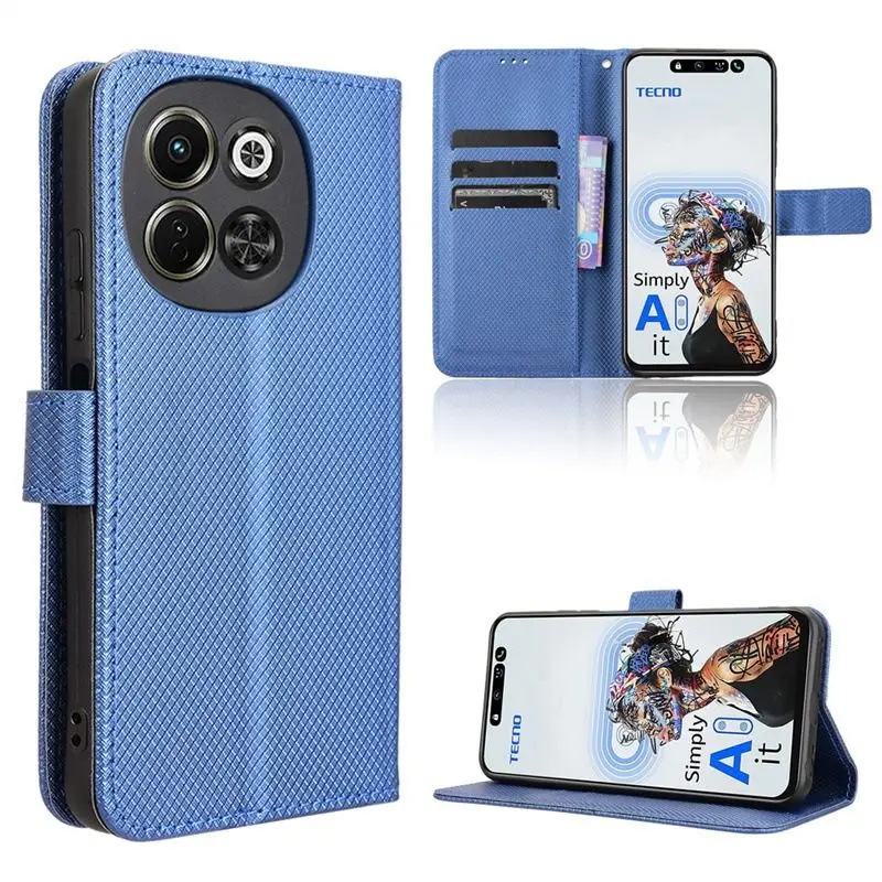 

For Tecno Spark 30 30C 4G 5G Flip Case Texture Leather Magnetic Holder Wallet Back Cover For Tecno Pova Neo6 5G 30 C Spark Shell