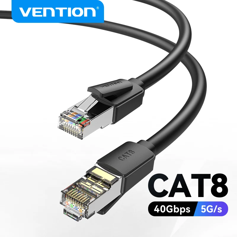 Vention CAT8 Ethernet Cable for Laptops PS 5/4 Router 40Gbps 2000MHz CAT 8 Networking Internet Lan Cord for PC Modem RJ45 Patch