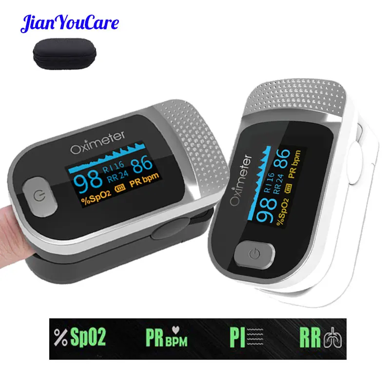 

JianyouCare Finger Pulse Oled Oximeter Portable RR Blood Oxygen Saturation Meter Respiratory Rate Oximetro De Dedo Pulsioximetro