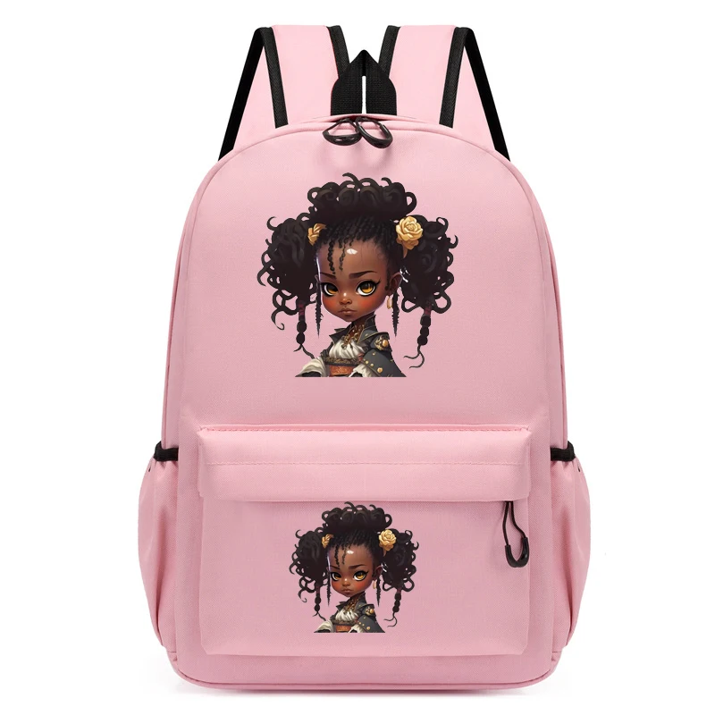 Kinder Rucksack Samurai schwarz lockiges Mädchen Rucksack Kindergarten Schult asche Kinder schöne Afro Mädchen Bücher tasche Reise Schult aschen