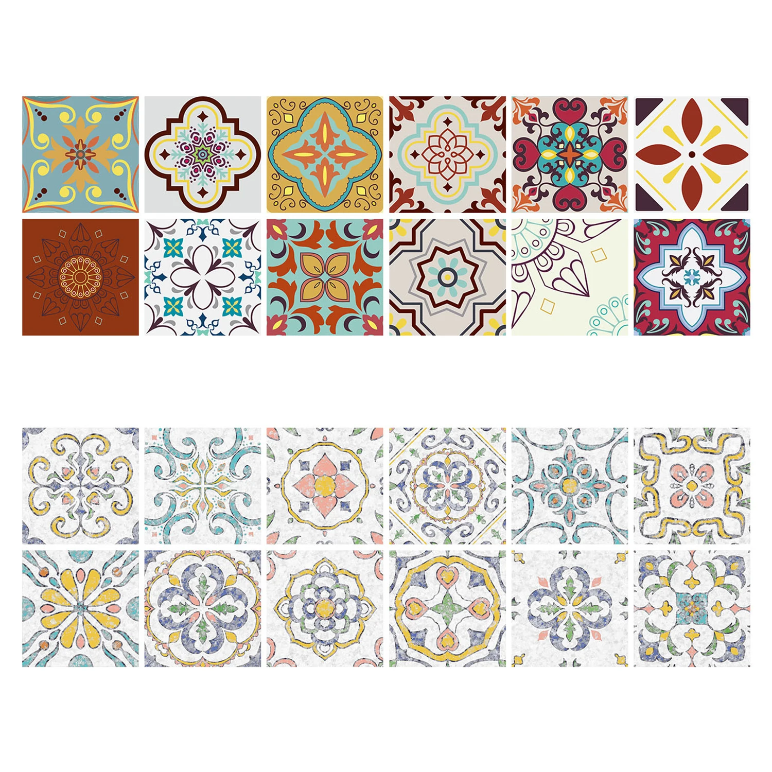 24 Stück europäische Mandala wasserdichte selbst klebende Wanda uf kleber Fliesen aufkleber PVC Küche Schlafzimmer Wohnkultur Tapete – Detail 1