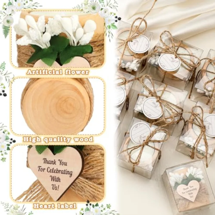 16 Pack Wooden Tealight Candle Holders Kit Guest Gifts for Wedding Baby Shower The First Communion Baptism Christening Housewar view 3
