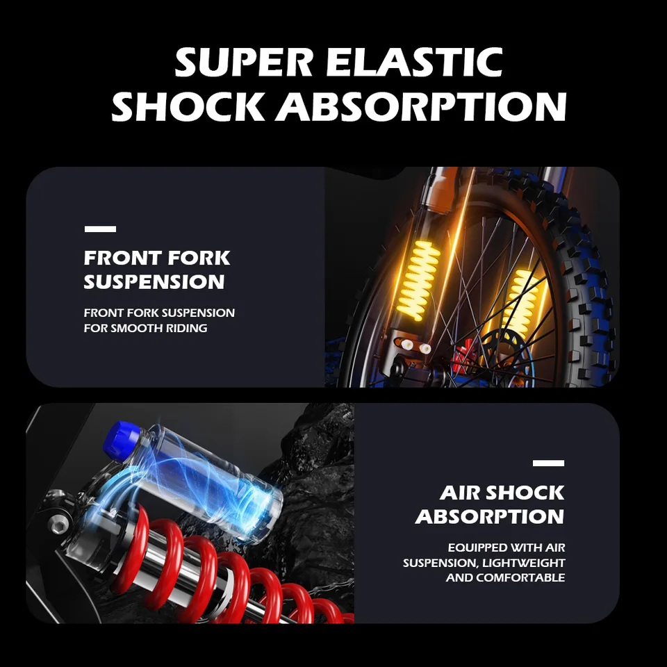 EKXBIKE TX1 Electric Dirt Bike 3000W 60V30Ah Electric Motorcycle 45MPH 45° Climb 19" All-Terrain Adult Mountain Electric Bike image 4