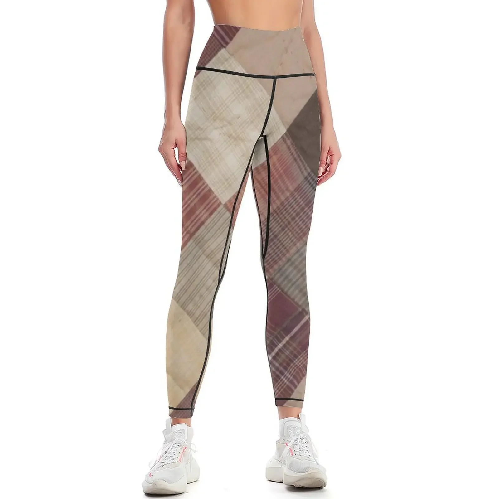 

Classic retro quilted patchwork quilting pattern mosaic motif Leggings Sweatpants Women sportwear sports for gym Womens Leggings
