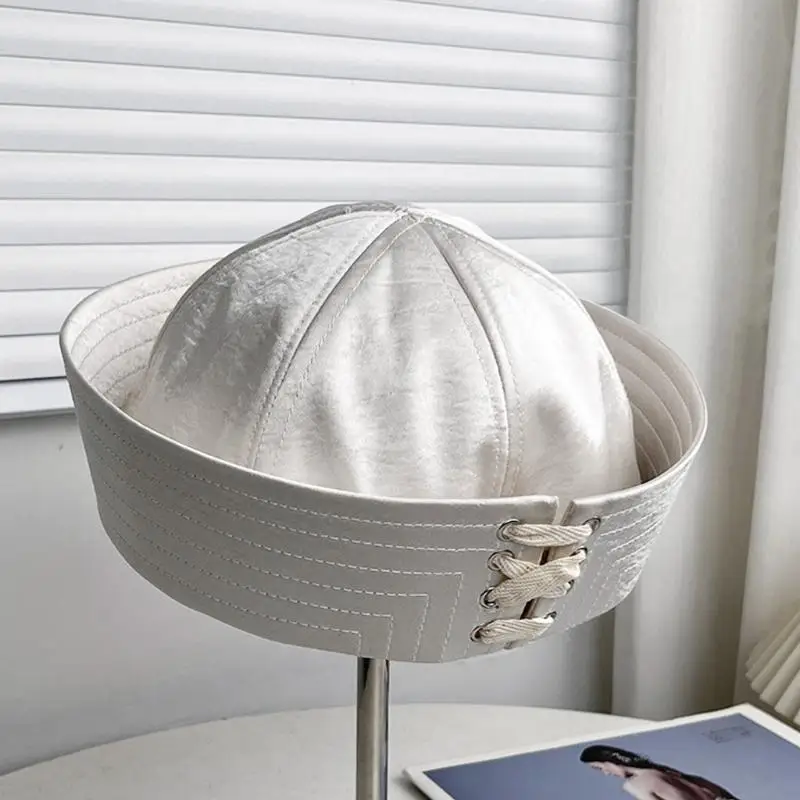 31BB Adjustable Panel Crowns Cap Wide Stitched Band Women Octagonal Hat