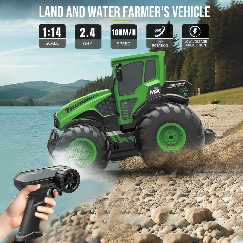 RC Auto Traktoren 1/14 Anhänger Wasserdichte Bauernhof Autos Amphibien Landwirtschaft Lkw Miniatur Bauer Tier Modell Spielzeug Kinder