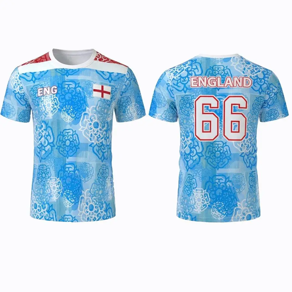 2026 New England Flag Print T-Shirt Summer Outdoor Sports Breathable Quick-Drying Soccer Jersey Men's Fan Daily Training Apparel