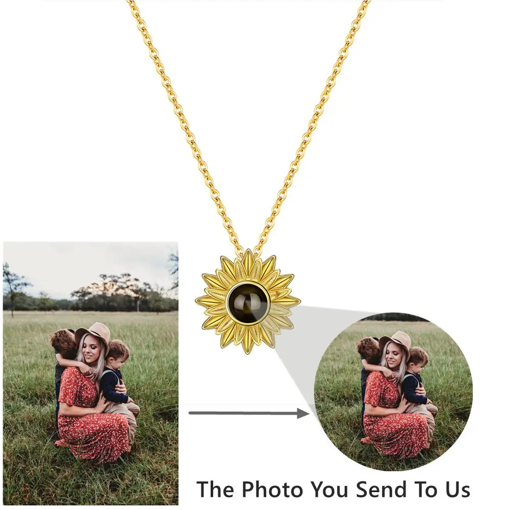 925 Sterling Silver Personalized Custom Photo Necklaces Projection Photo Necklace for Women Jewelry Mother's Day Memorial Gift