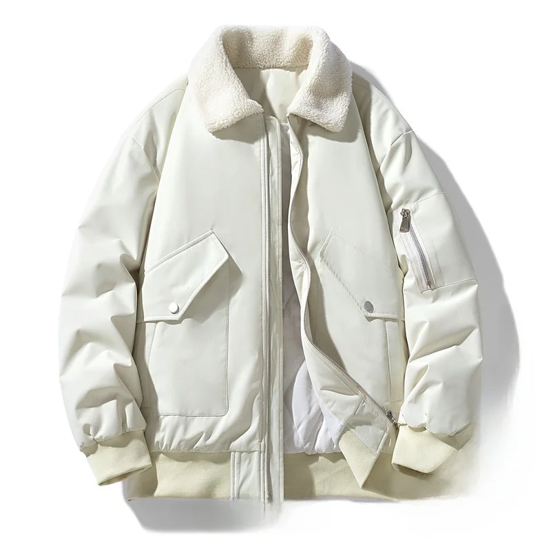 

Мужское зимнее пальто с воротником из меха ягненка, модное теплое пальто с хлопковой подкладкой, длинный свободный крой, китайский бренд