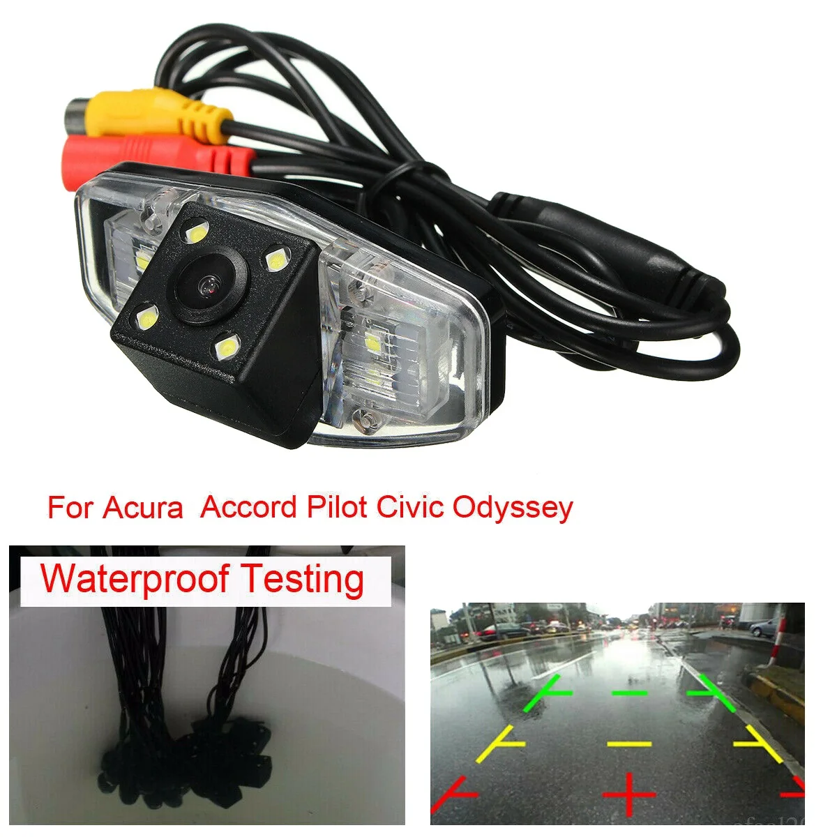 Auto Car Rear View Backup Reverse Parking Camera with 4 LED Light for Honda Accord Civic EK FD Pilot Fit Jazz 1998-2013