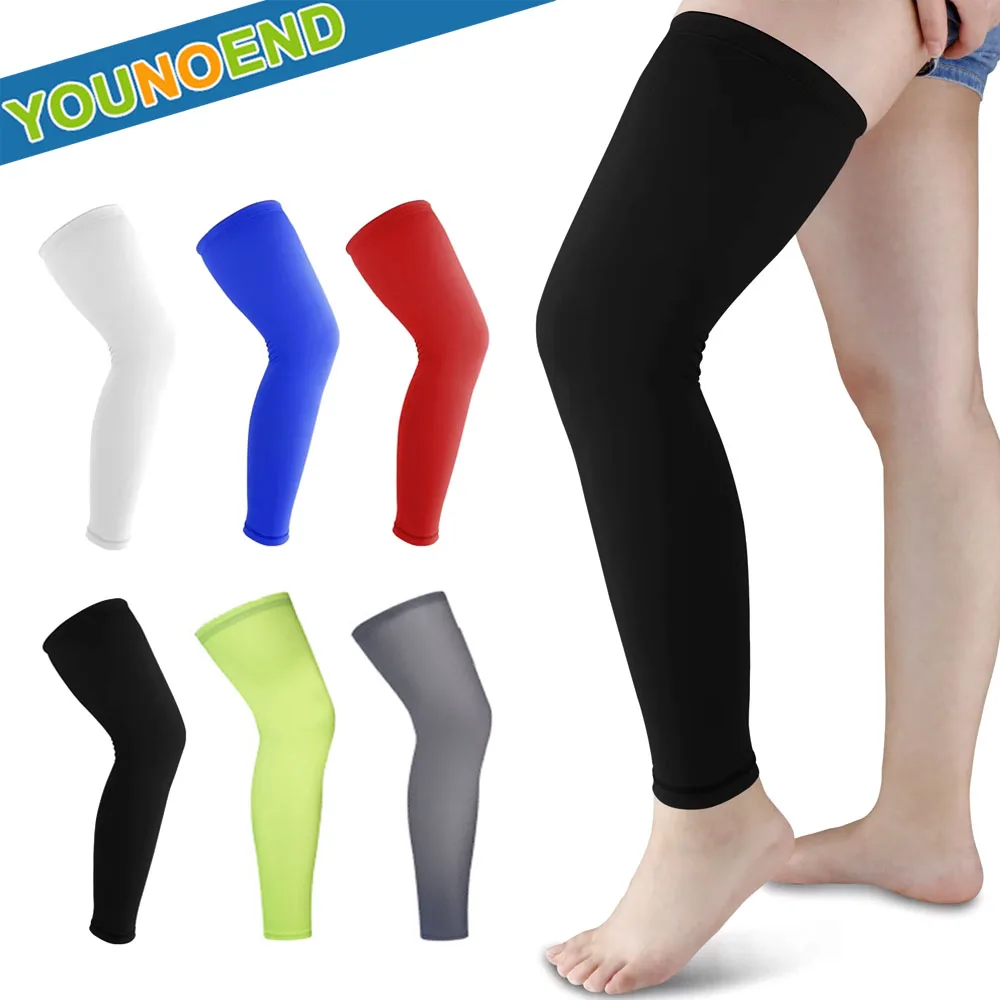 1Pcs Sport Compression Leg Sleeve Sports Breathable Anti-UV Full Length Leg Sleeves for Men Women Football Backetball Cycling