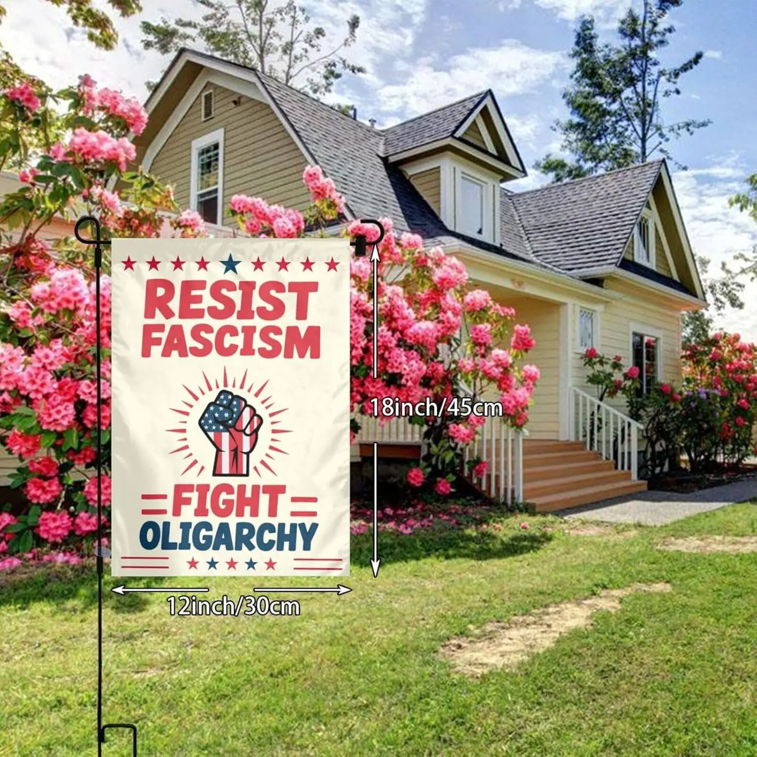 مقاومة اللفافة القتال القليل 12 × 18 بوصة حديقة العلم مزدوجة الوجهين العمودي، أنيق ترحيب ساحة المنزل الديكور في الهواء الطلق VVL #2