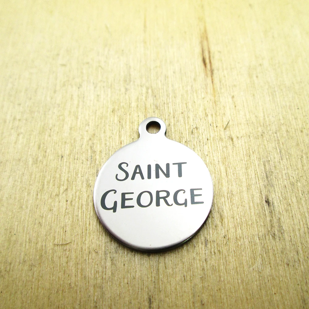 20pcs--saint george stainless steel charms - Laser Engraved - Customized - DIY Charms Pendants