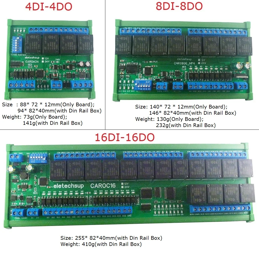 Imagem -02 - Di-do Can Módulo Controlador de Relé io Placa Expansível para Cnc Car Automated Industry Rs485 Digital 16