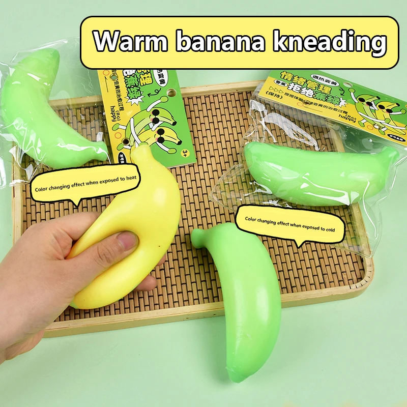 1PC Kneading Fruit Squeeze Toy Anti-stress Squishy Slow Rising Jumbo Squishy Color Changing Banana Toys Fun Stress Relief Props