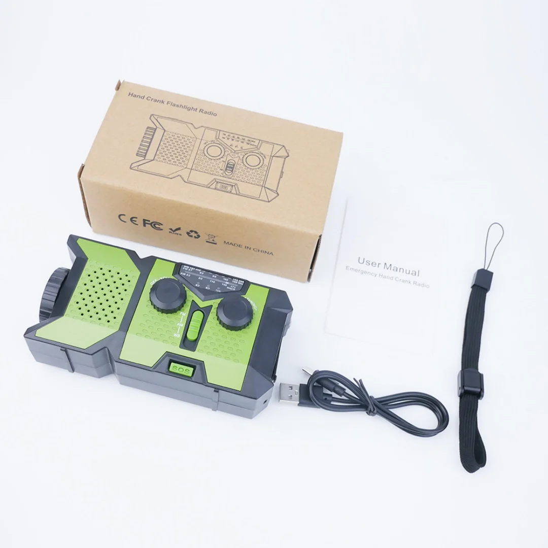 Vitality Orange Radio multifuncional con manivela, Banco de energía de emergencia para prevención de desastres, alarma SOS, Radio alimentada por energía Solar