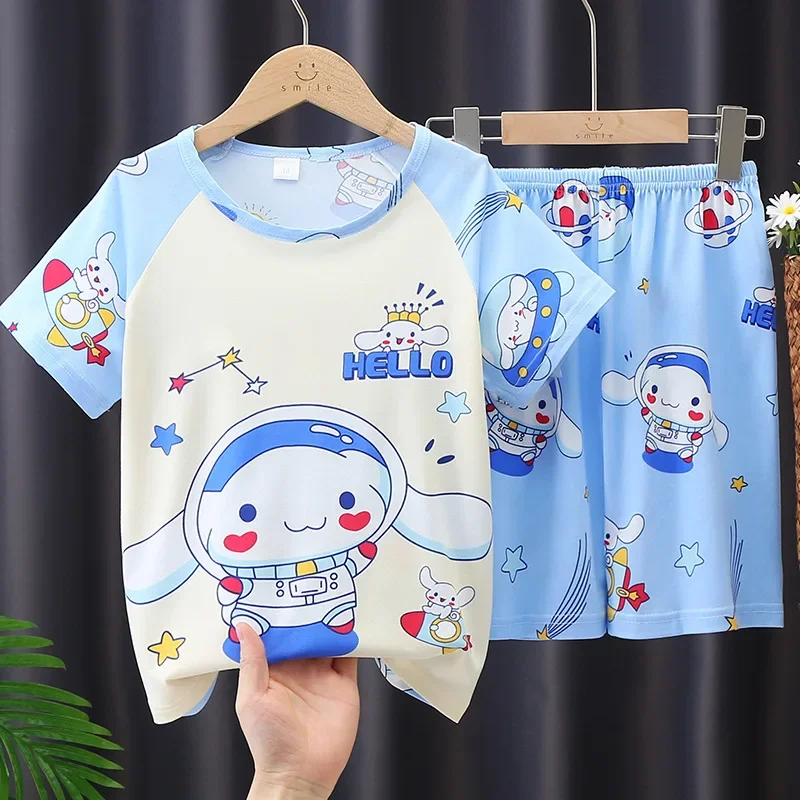 Anime Miniso Kinderen Pyjama Set Kids Cartoon Casual Losse Homewear Kid Comfortabele Dunne Korte Mouwen Cartoon Patroon Pyjama