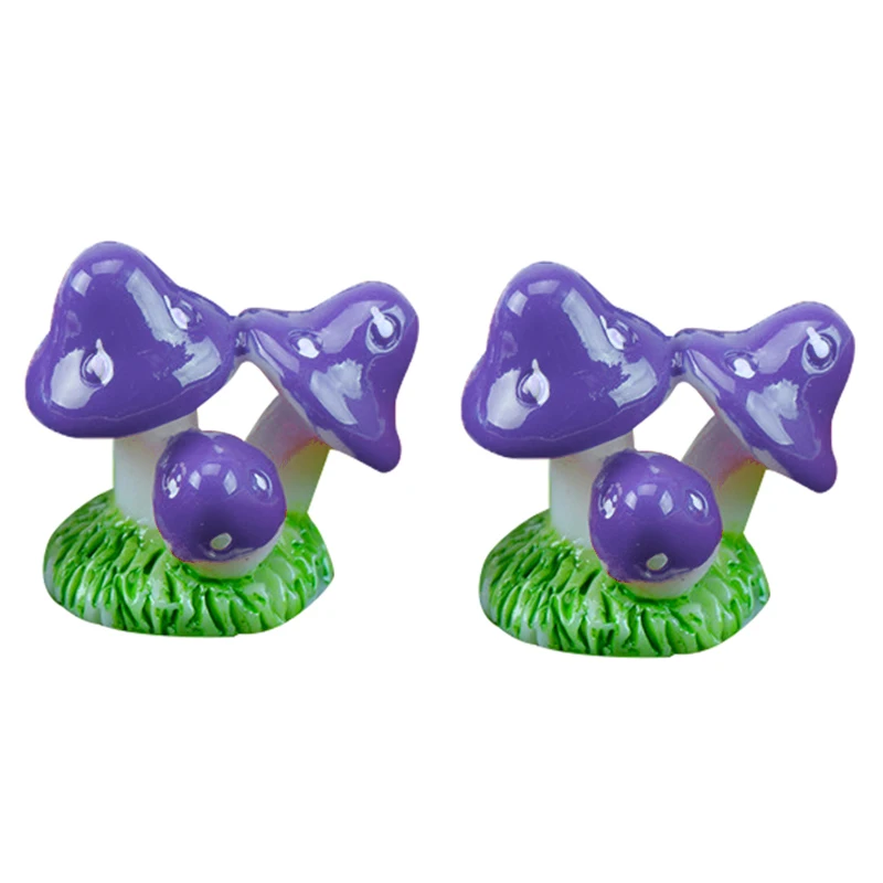 2 Pcs Miniature Cute Animal Ornaments Potted Plant Craft DIY Decoration Gardening(Mushroom plexus) purple