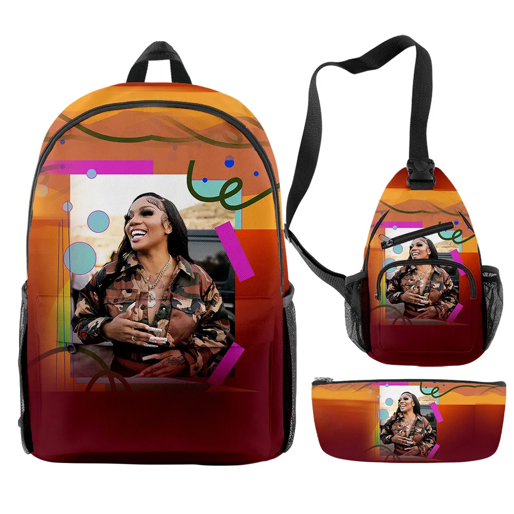 

Классический забавный крутой рюкзак с 3D-принтом GloRilla Rapper, 3 предмета в комплекте: школьный рюкзак, дорожный рюкзак для ноутбука, нагрудная сумка, пенал