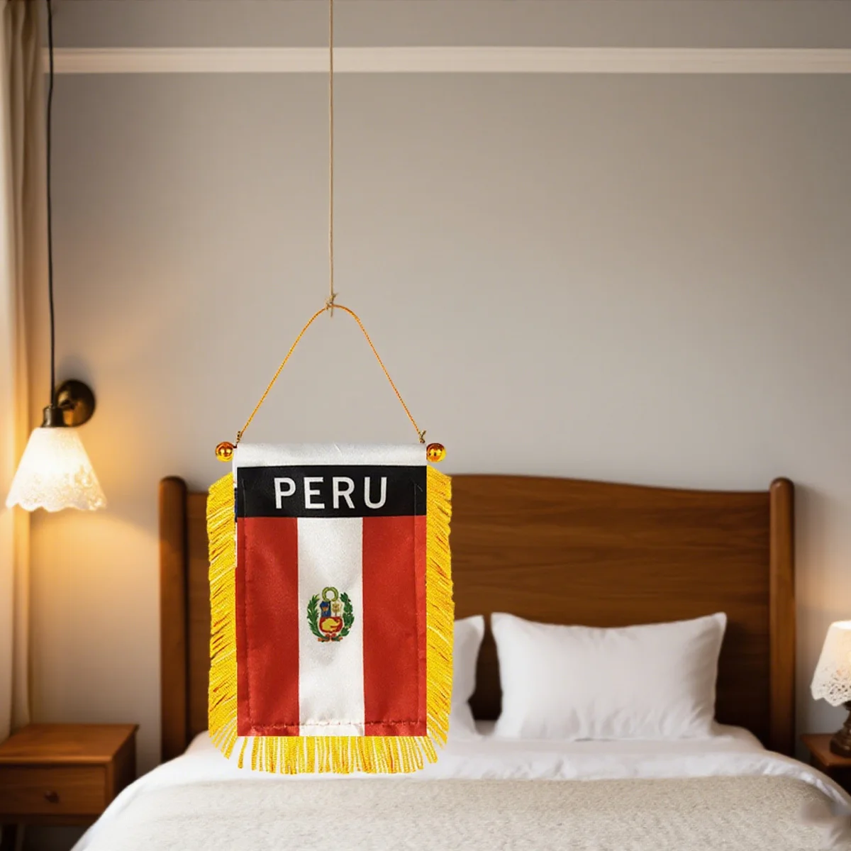 5/10 قطعة علم نافذة بيرو لافتة صغيرة على الوجهين 3x4 بوصة (8x12 سنتيمتر) مع كوب شفط وحواف مهدب-ديكور مرآة الرؤية الخلفية للسيارة #3