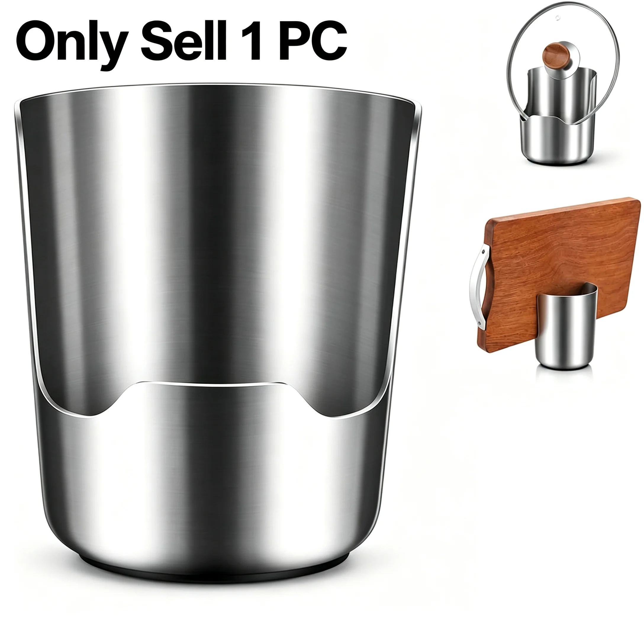 1 Pack Multifunctional Kitchen Storage Rack, Heavy‑Duty Thickened Stainless Steel Organizer With Lid Holder & Spoon Rest