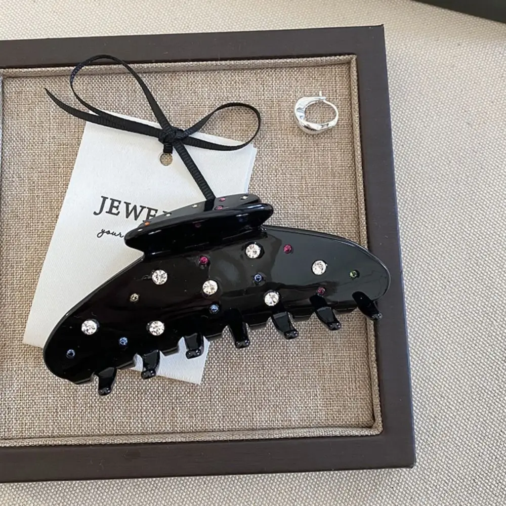 

Colorful Rhinestone Hair Claw Acetic Acid Korean Style Hair Claw Clip Ponytail Holder Headdress Acetic Acid Shark Clip Girl