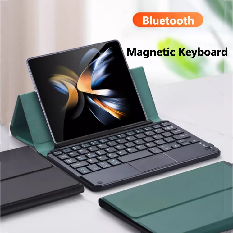 Leather Keyboard Case for Samsung Z Fold SE W25 Special Fold 6 Slim 6 5 4 3 2 1 Magnetic Fold Leather Cover Trackpad Keyboard