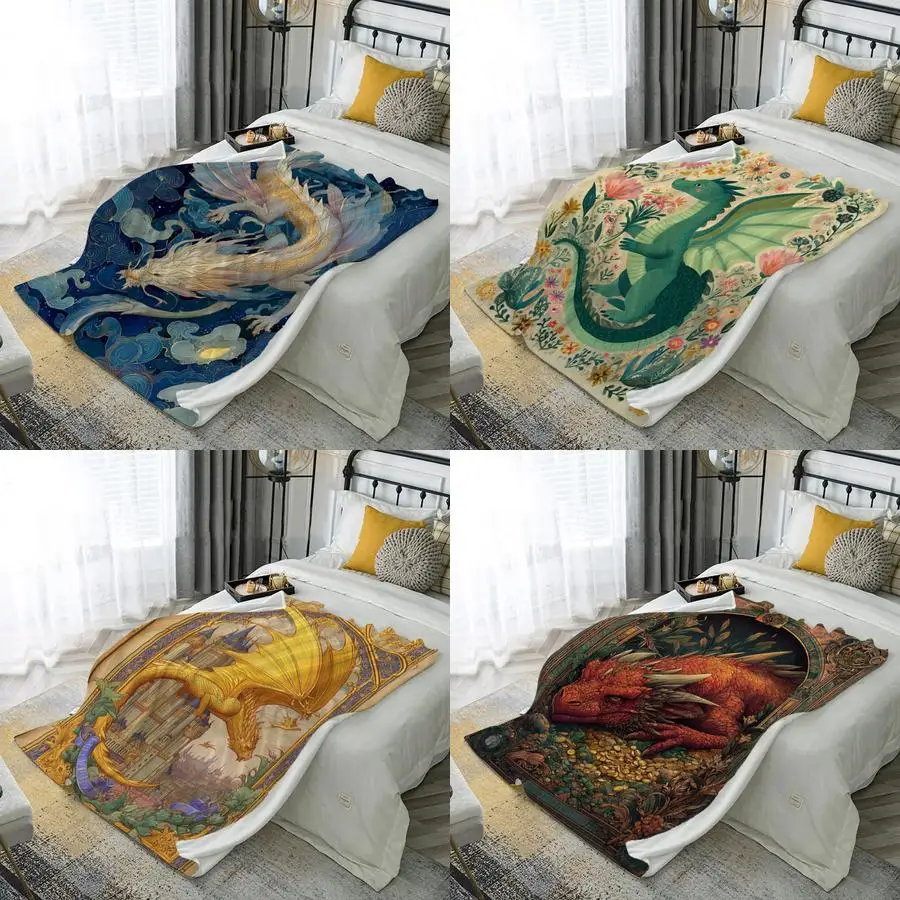 

Fantasy Dragon Blanket Microfiber Flannel Cover Blanket Bedroom Living Room Sofa Soft And Comfortable Home Decoration