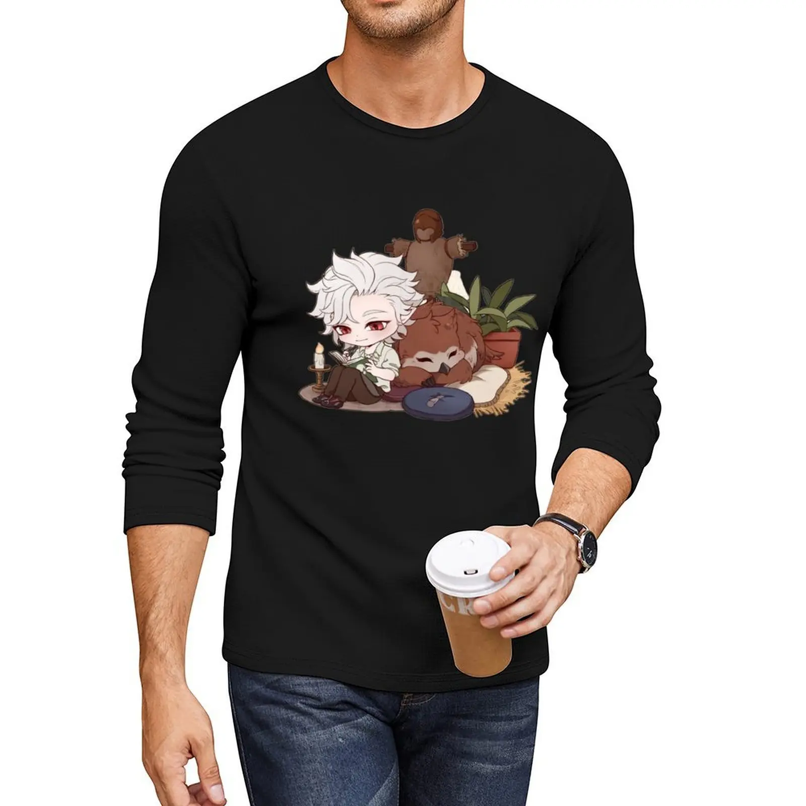 

Chibi Astarion & Owlbear Long T-Shirt quick-drying t-shirt Blouse sweat shirt men clothings