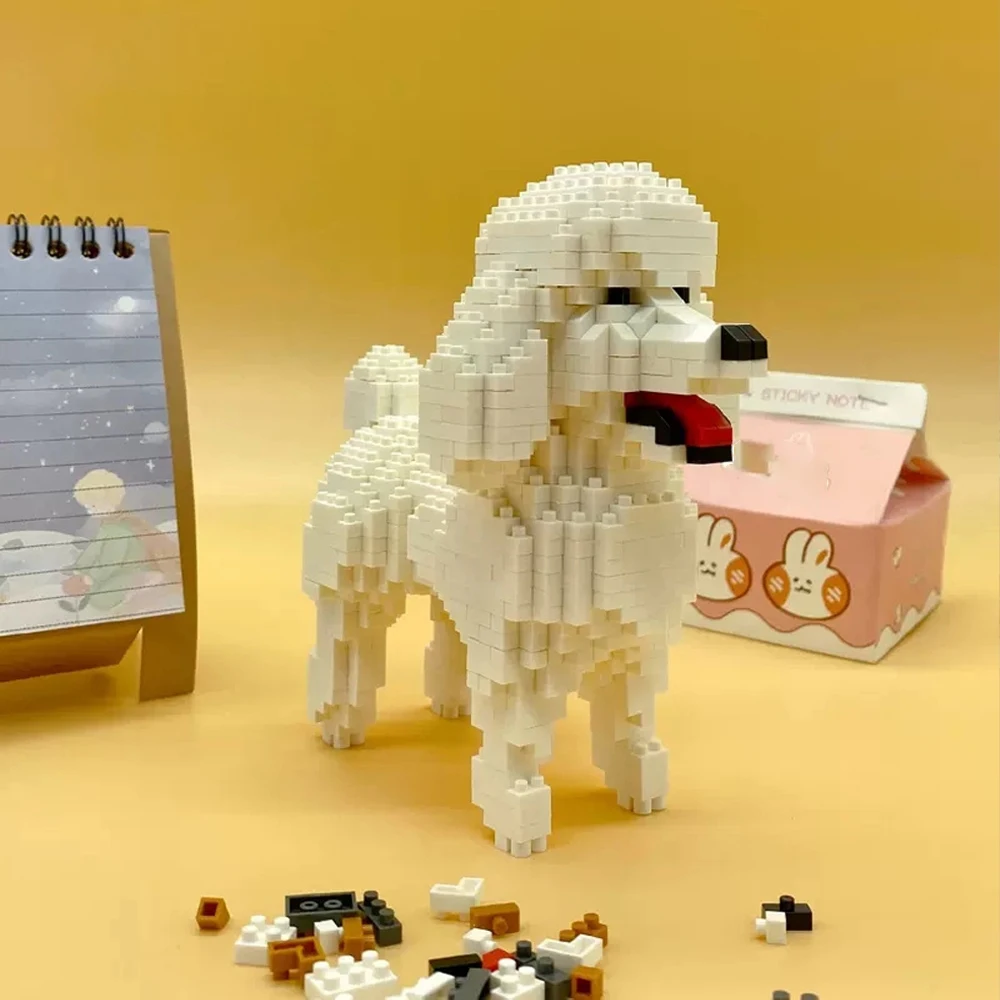 Lindo Mini Azul - Miky de ojos DIY Micro Mini bloques de construcción - Múltiples estilos de Husky, caniche, Bull Terrier para regalos navideños