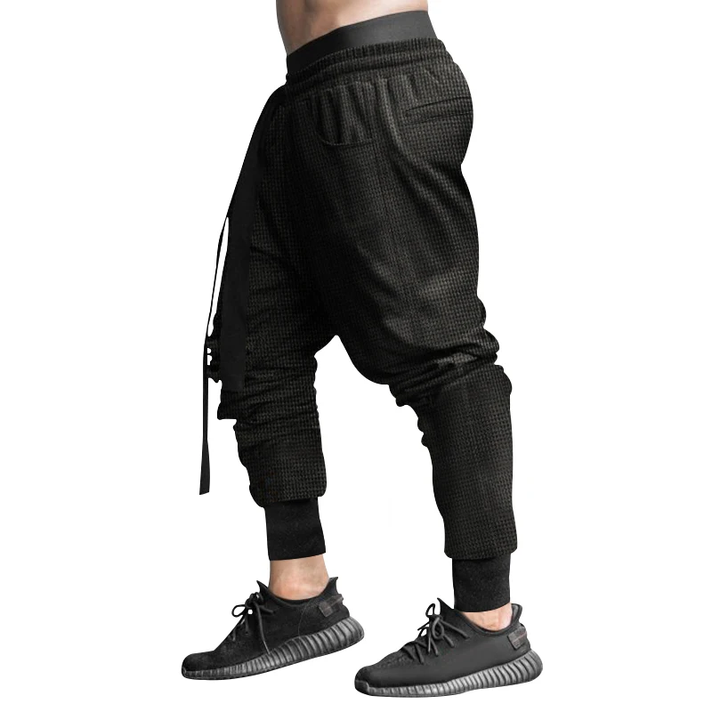 2024 New Men's Casual Pants Solid Waffle Male Hip Hop Streetwear Track Pants Joggers Trousers Fashion Harajuku Men Pants