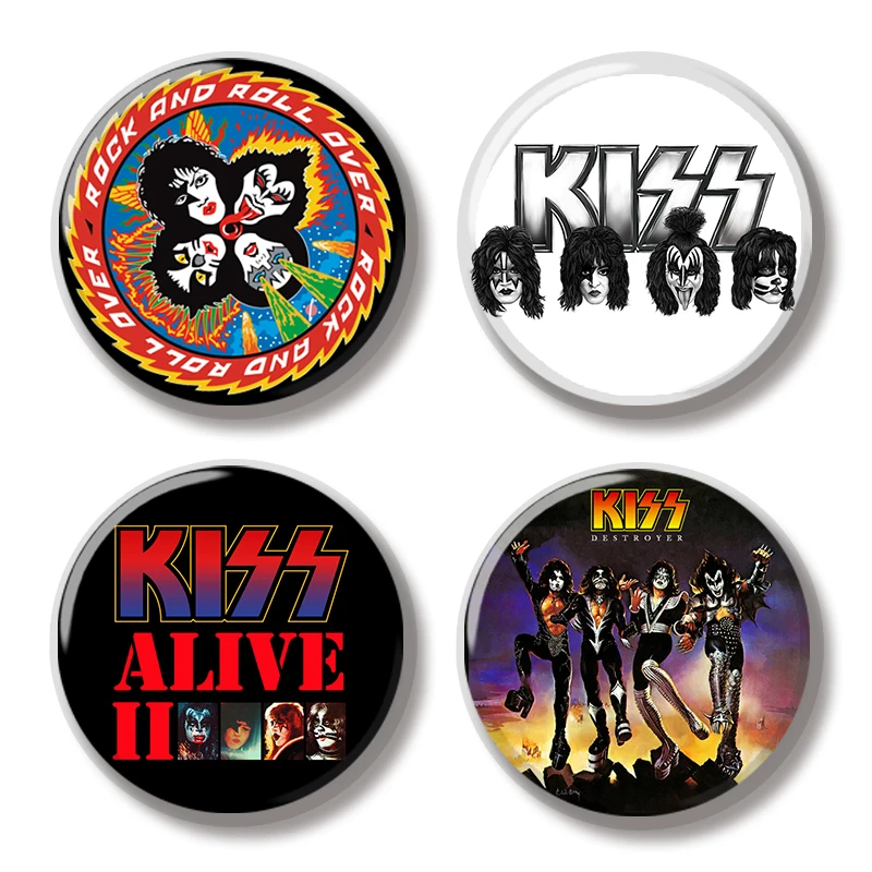 44MM Rock Band Kiss Album CD Pin Soft Button Pin Jewelry Creative Badge Cartoon Brooch Lapel Pin Bag Backpack Hat Decoration