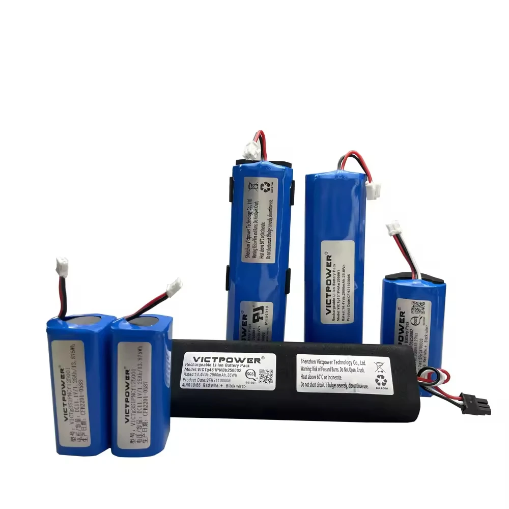 VICTPOWER OEM 18650 6S1P 7.4V 11.1V 14.4V 21.6V 2000mah 2500mah Certified Fascia Gun Massager Rechargeable Lithium Battery Pack