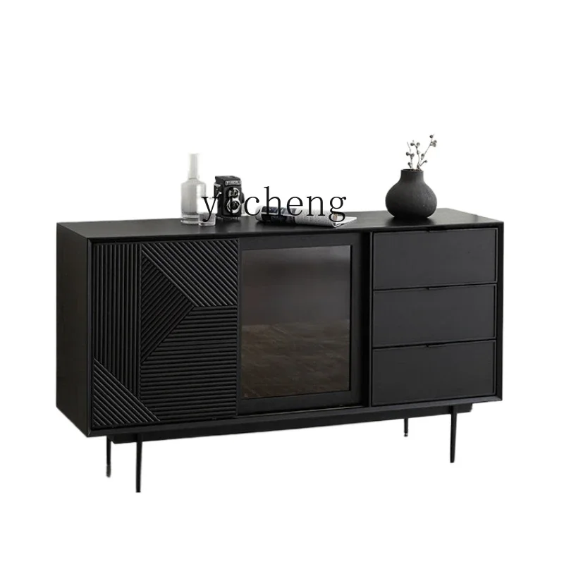 ZK light luxury solid wood dining side cabinet, living room wall storage tea cabinet, modern retro storage side cabinet